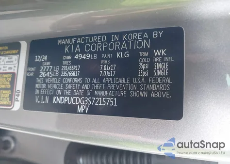 2025 Kia Sportage Hybrid Lx z USA, uszkodzony, nr VIN KNDPUCDG3S7215751